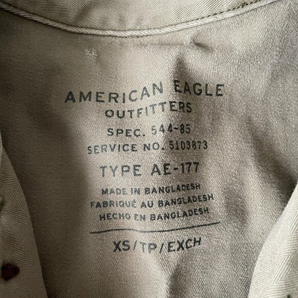 American Eagle Cropped Military Jacket Womens Sz XS Army Green Distressed Canvas - Picture 7 of 10